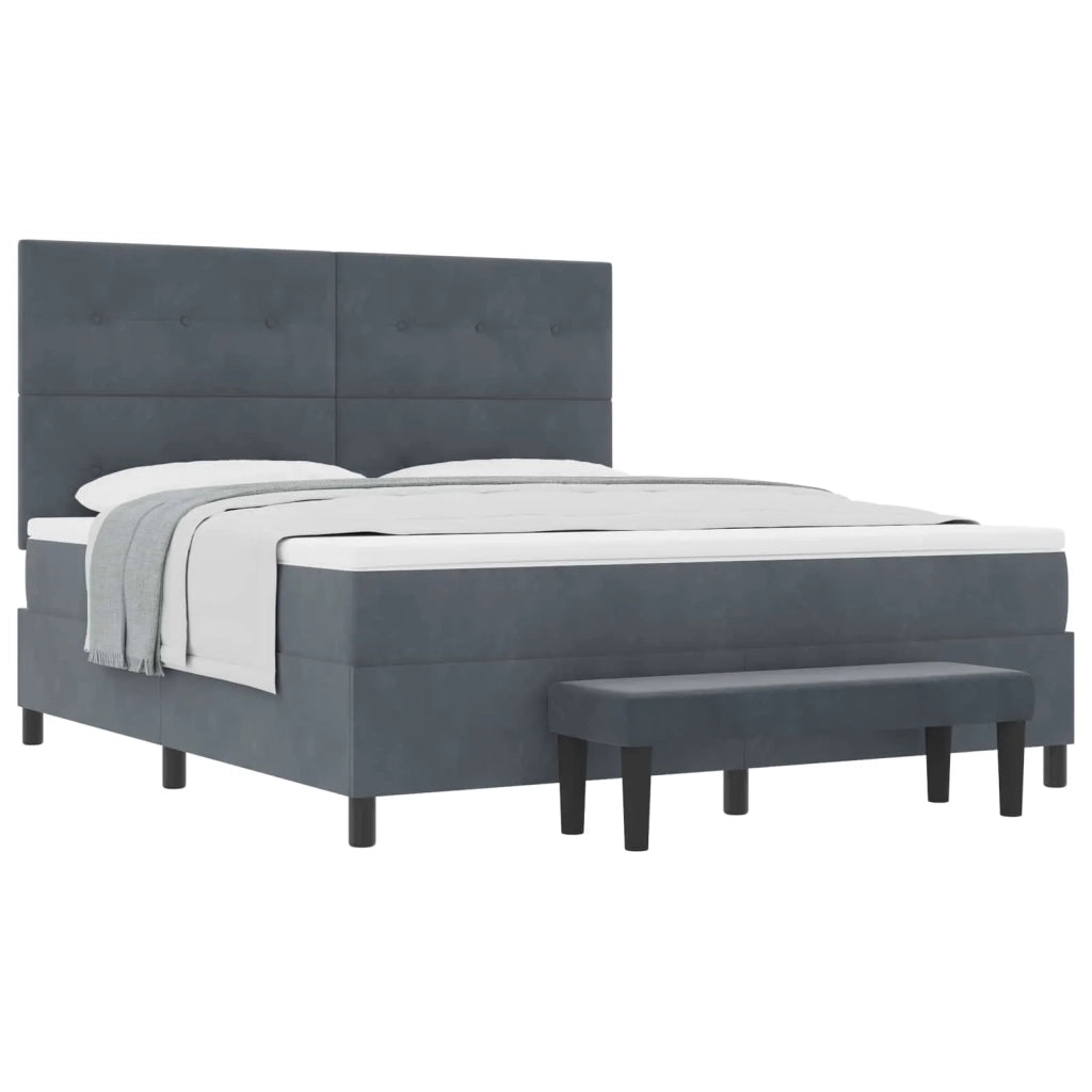 Letto a molle con materasso Grigio scuro 180 x 200 cm Velluto
