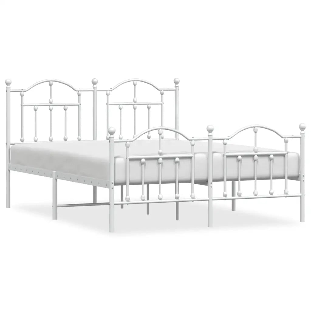 Giroletto con Testiera e Pediera-Struttura Letto Metallo Bianco 140x190 cm 689392