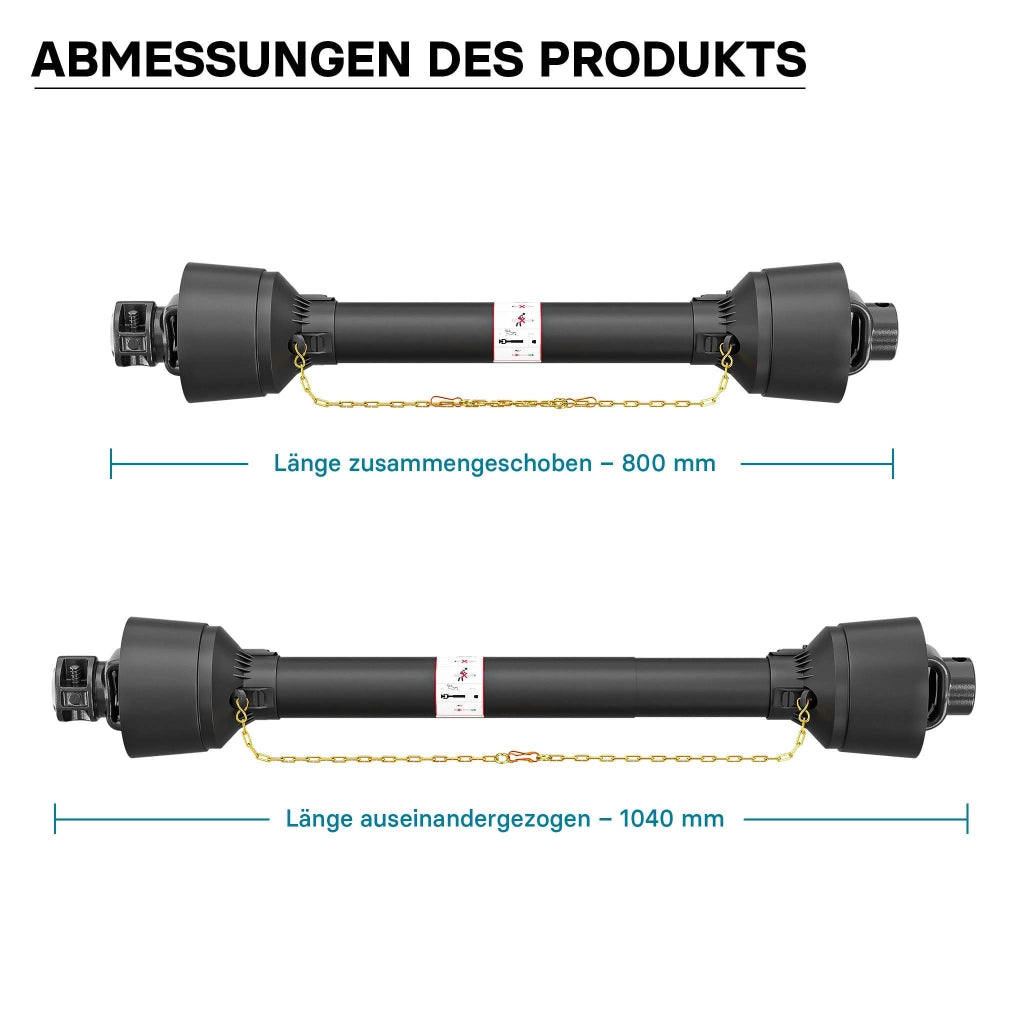 Albero cardanico T4 Giunto 800-880mm 460Nm 540rpm Cardano 40kW (55CV) 1 3/8" 6 denti 35mm rotondo