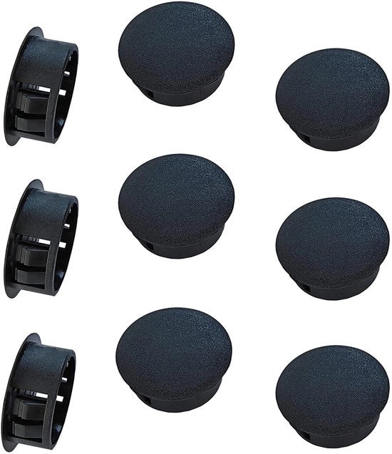Kit di coperture per fori 25mm - 10 pezzi - Connettore in plastica rotondo - Copertura di serraggio clic - Pistone in nylon di alta qualità - Diametro 25mm