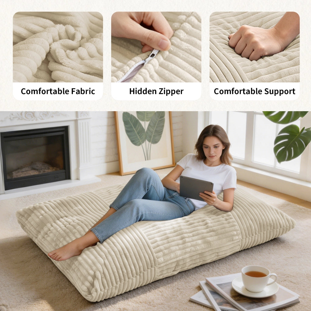 POLTRONA SACCO 3-in-1 in Corda Vellutata Bianca
