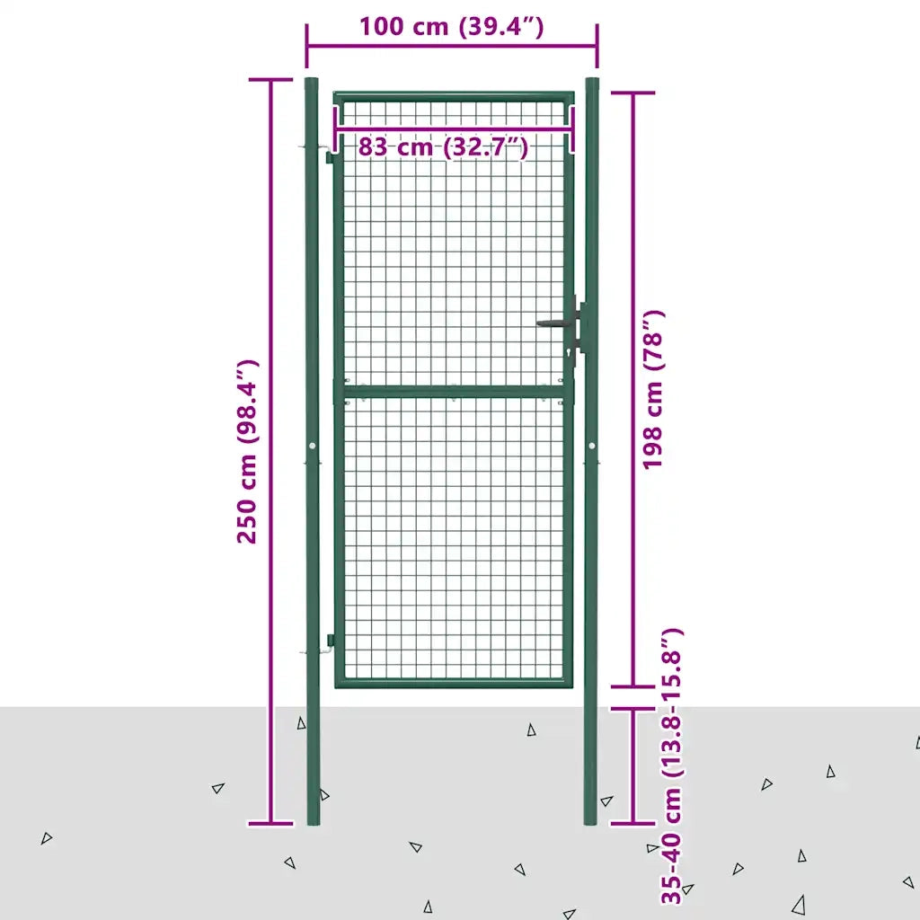 Cancello per Recinzione in Acciaio 100x200 cm Verde 145736