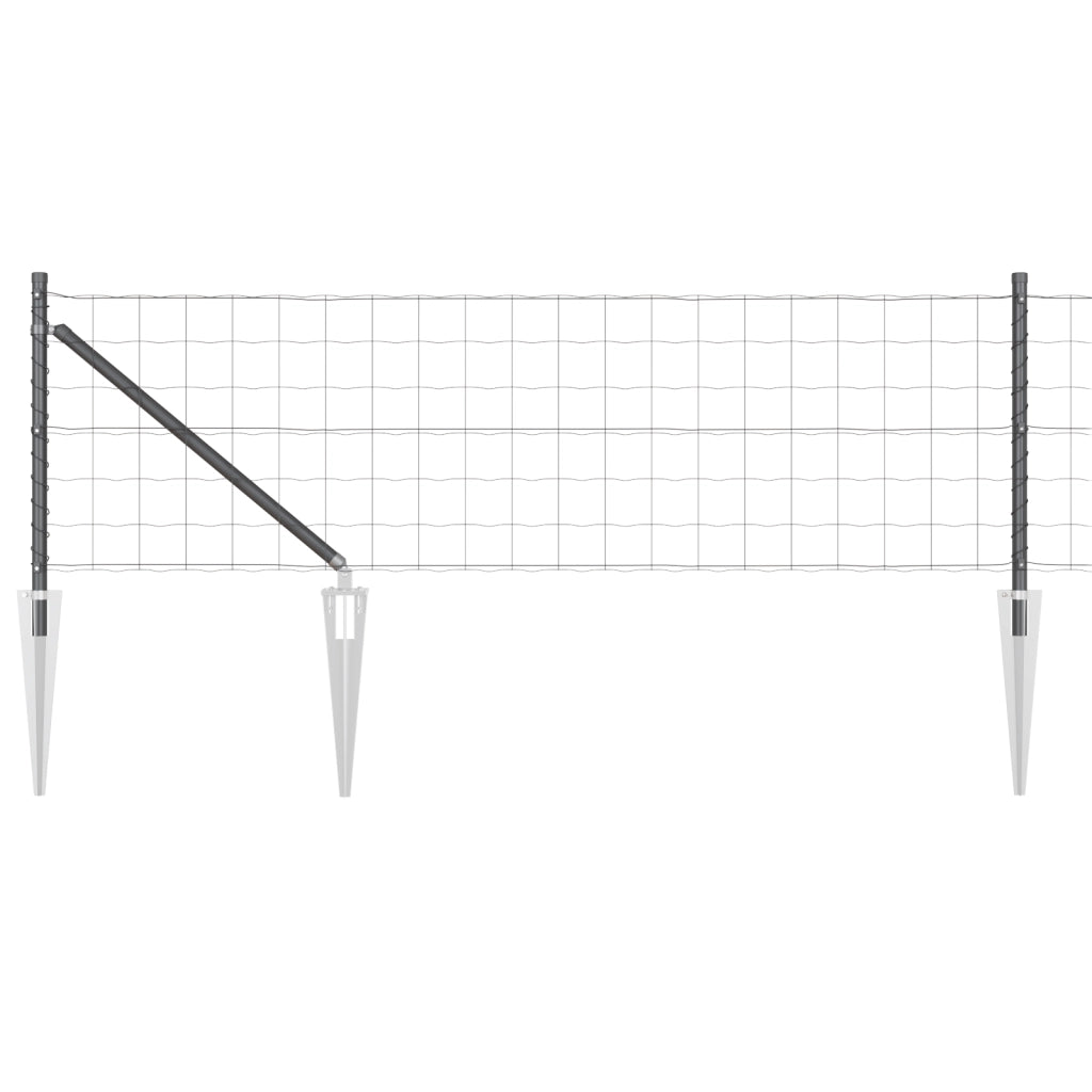 Recinzione Euro con 7 picchetti 0.4x10 m Acciaio galvanizzato Grigio