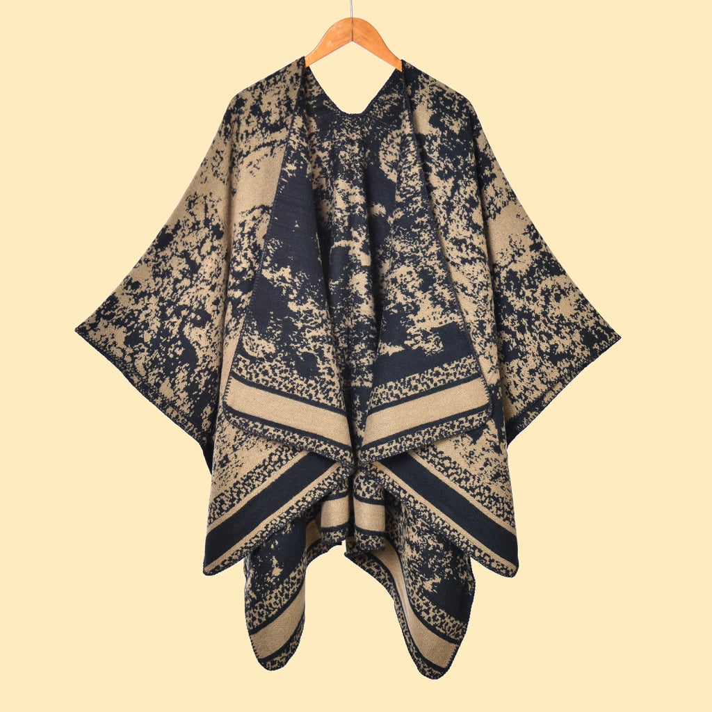 Sciarpa/stola da donna, stile foresta, spessa e calda, in cashmere, double face, con spacchi