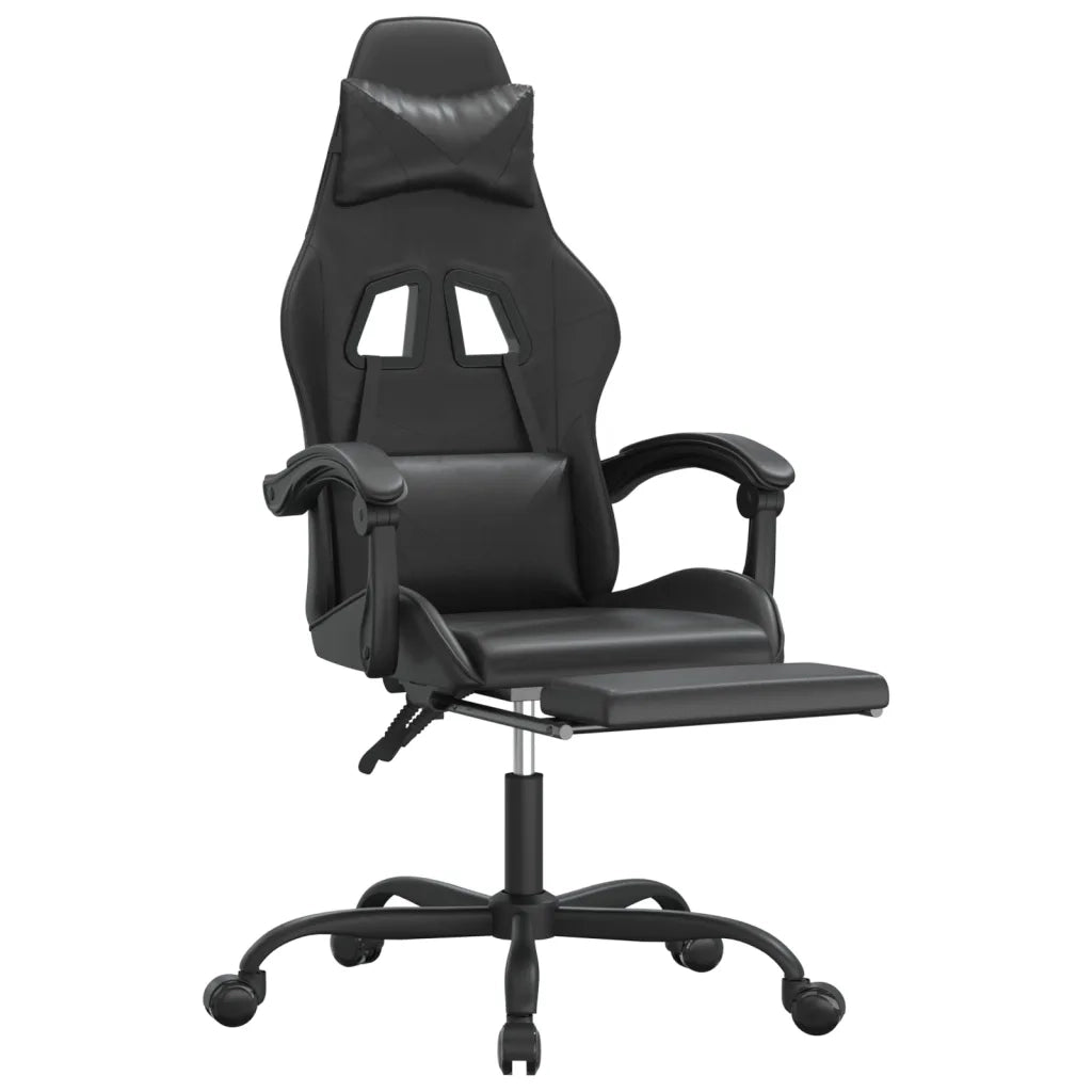 vidaXL Sedia da Gaming Girevole Poggiapiedi Nero in Similpelle