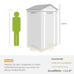 CASA DA GIARDINO 134x104x204 cm Grigio Metallo con finestre di ventilazione