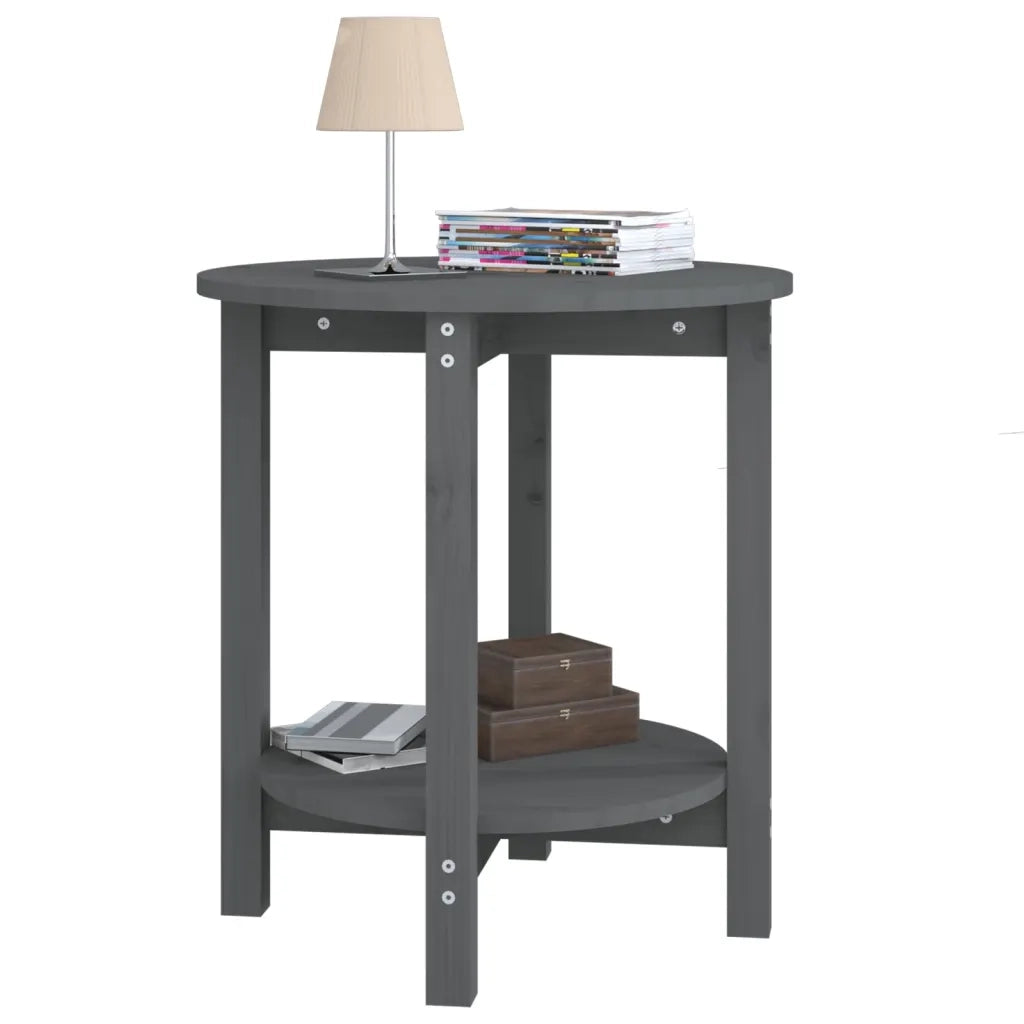 Tavolino da Salotto Grigio Ã˜ 55x60 cm in Legno Massello di Pino cod mxl 6289