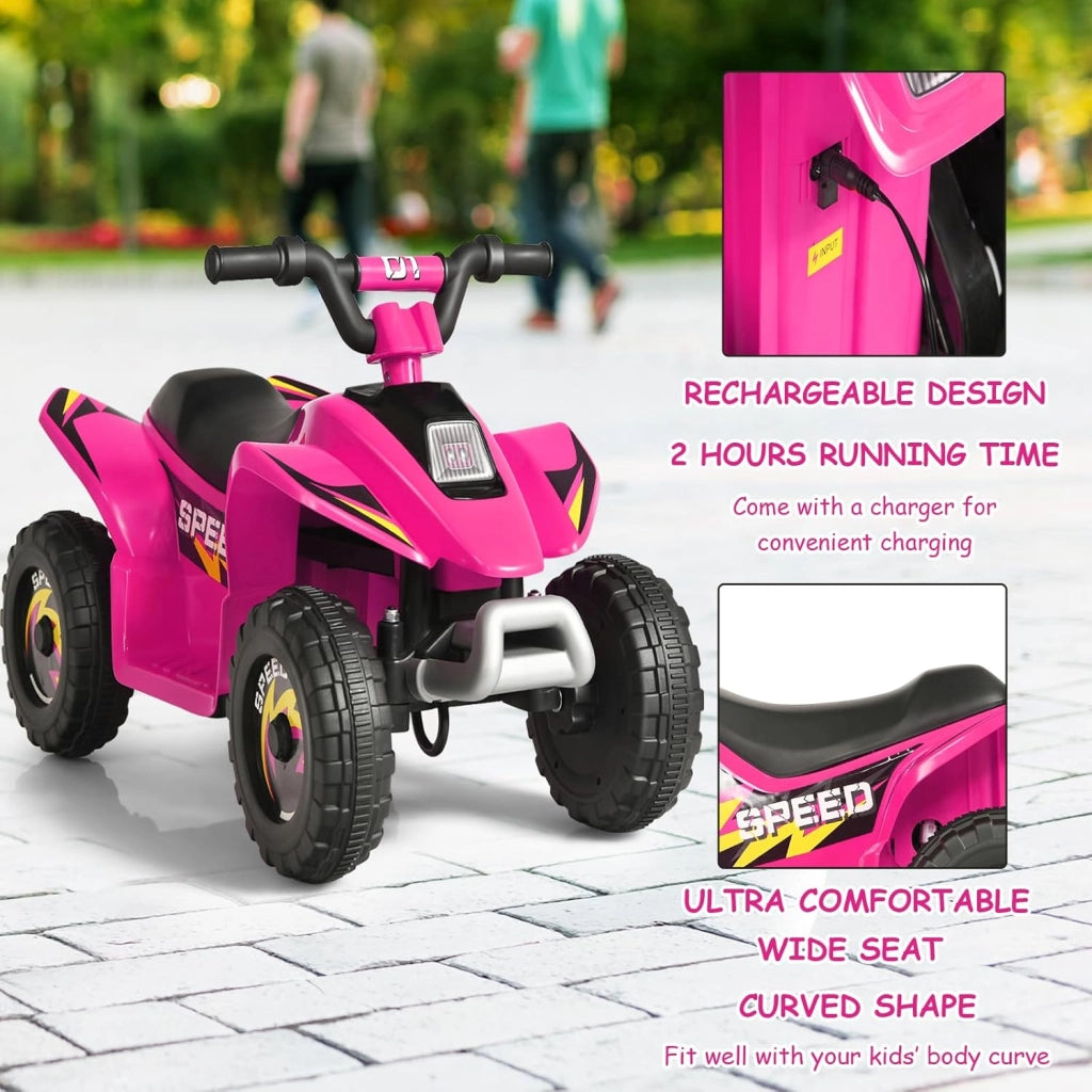 Auto elettrica per bambini, Quad elettrico per bambini ATV 6V, camminata anteriore/posteriore, sedile ergonomico, ruote antiscivolo, caricatore incluso, carico 30 kg, per ragazzi e ragazze 3