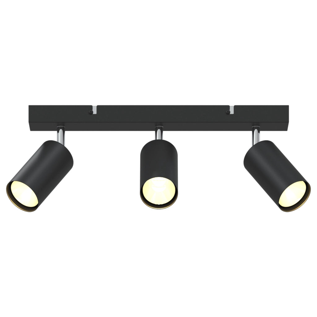 Faretto da soffitto 3 vie regolabile nero GU10 di
