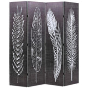 Paravento pieghevole divisorio mobile decorativo 160 cm piume bianche e nere 0802051
