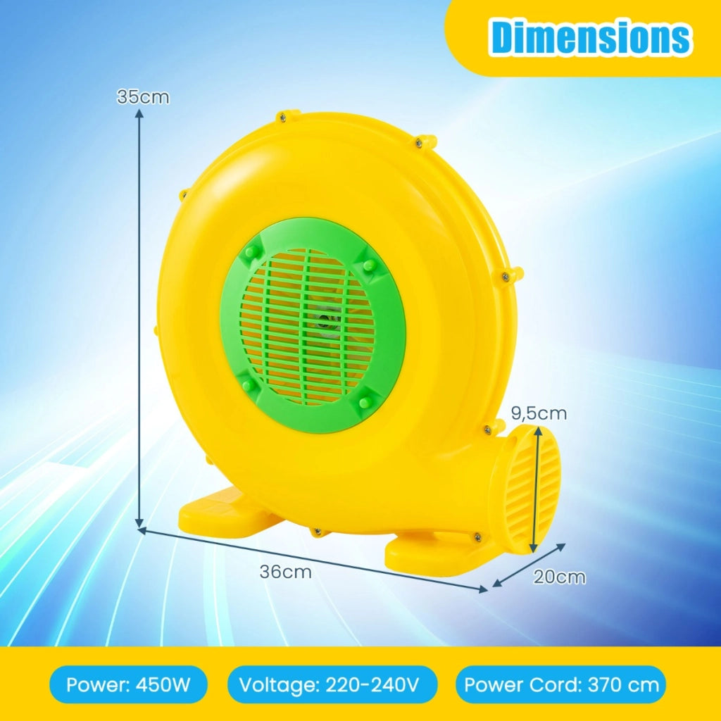 Soffiatore ad aria da 450W con maniglia comoda e picchetti da terreno, 1650 pa Pompa ad aria per casa gonfiabile Giallo-Ventilatori