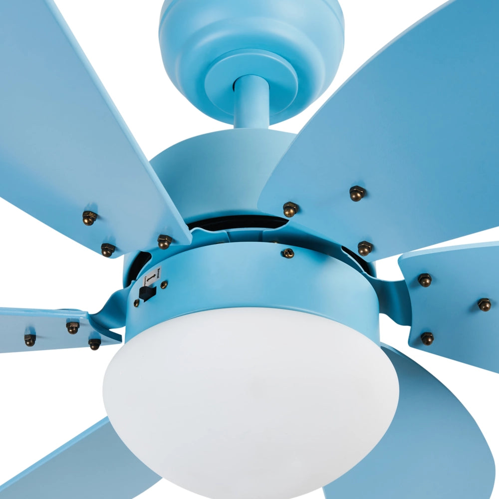 Ventilatore da soffitto con luce Ventilatore azzurro in materiale sintetico e compensato Telecomando Soggiorno moderno scandinavo