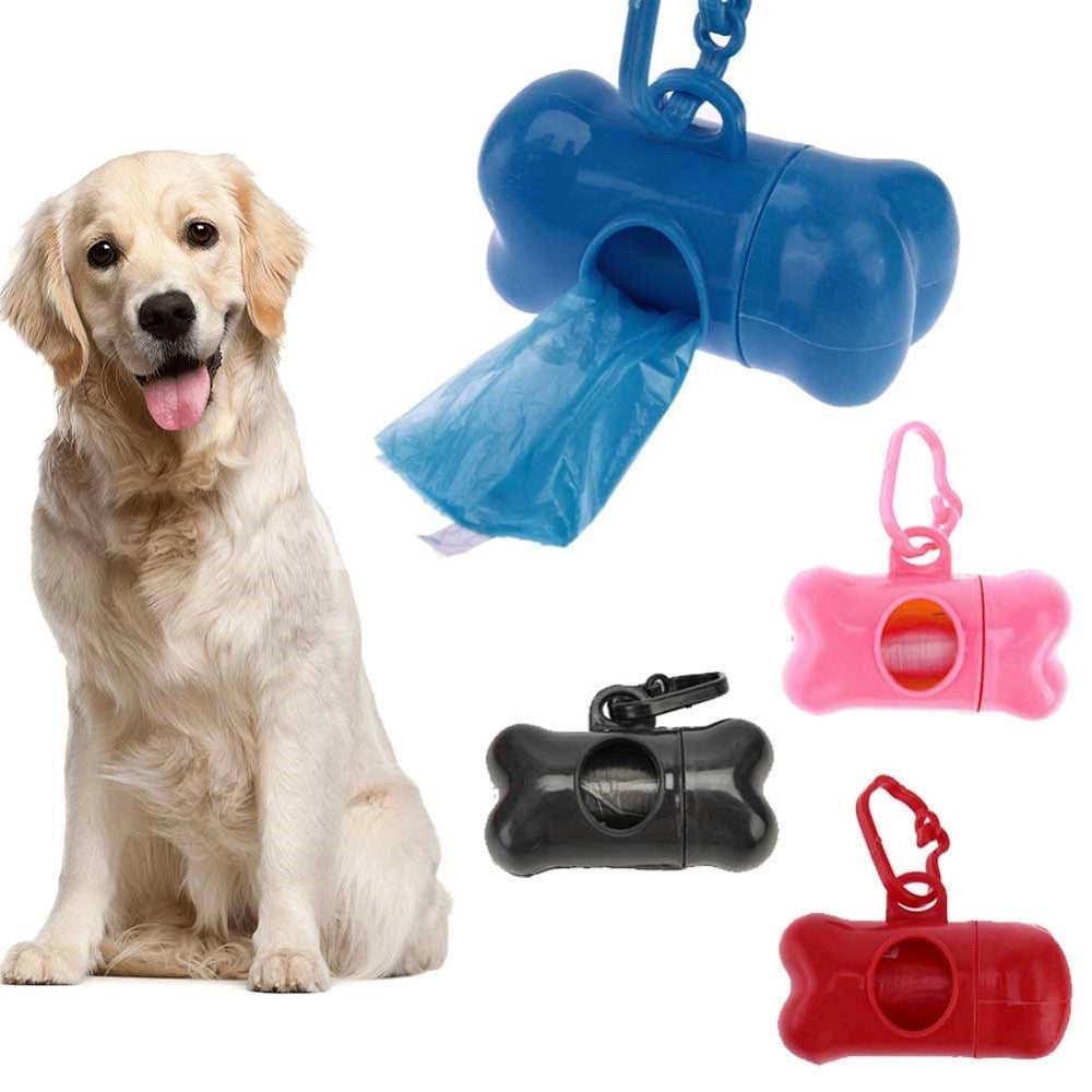 Trade Shop - Dispenser Porta Sacchetti Per Cani + 3 Rotoli Sacchetto Raccogli Feci Animali -