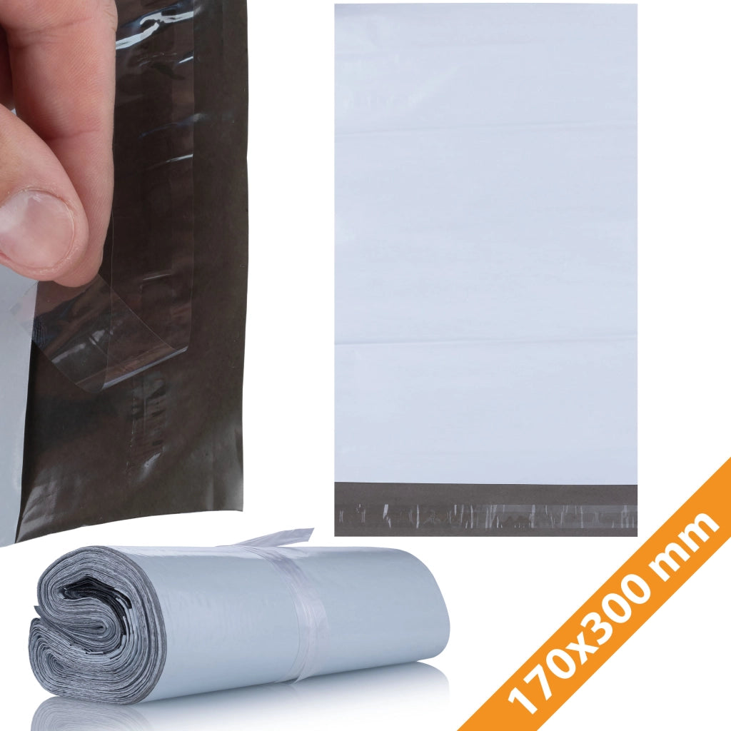 Buste per Spedizioni Bianche 170x300mm 100 Pezzi – LDPE Resistente, Impermeabile, Sicurezza Dati