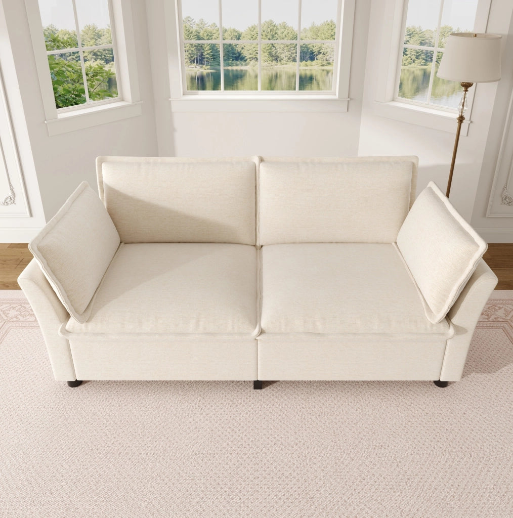 Sofa 2 posti modulare 155 x 81 x 87 cm in chenille beige