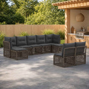 Set Divano da Giardino 9 pz Grigio polyrattan 3434351
