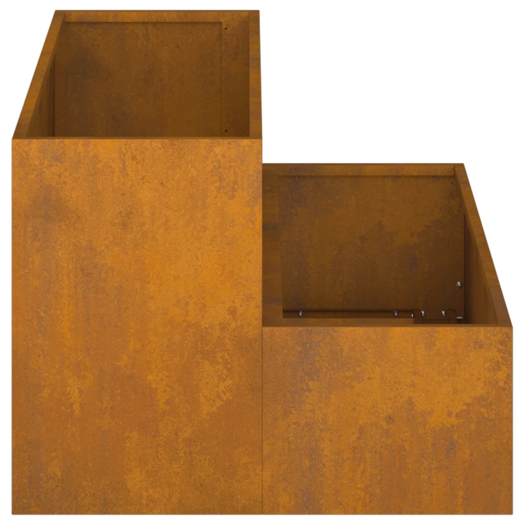 Fioriera da Giardino 2 Livelli 100x60x45 cm Acciaio Invecchiato