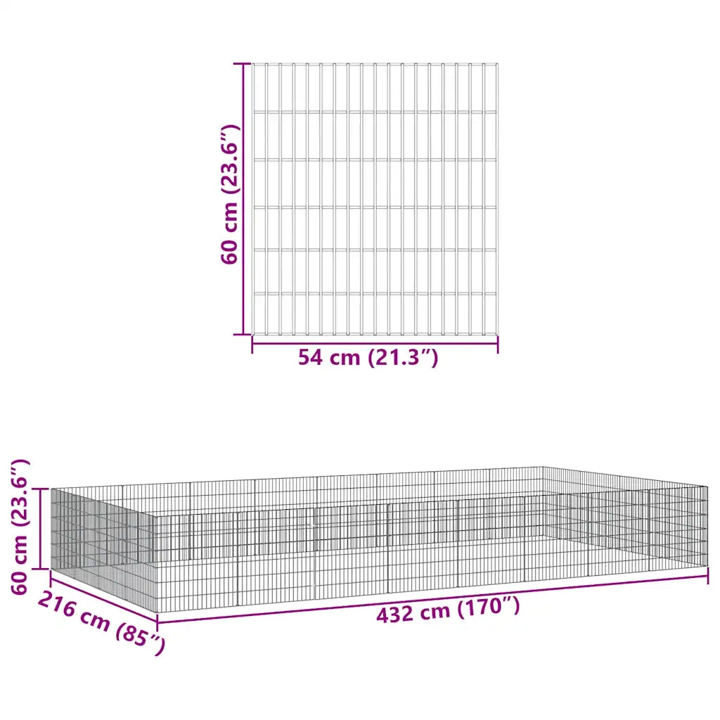 Recinto per Animali Ruspante 24 Pannelli 54x60 cm Ferro Zincato 3321345
