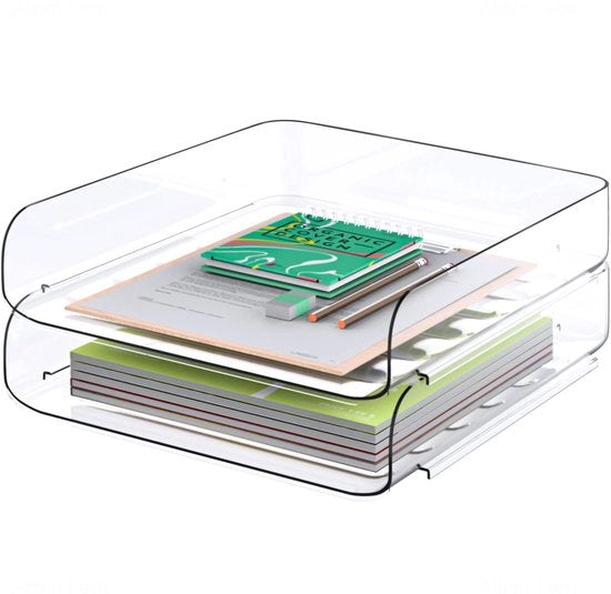 Accessori ufficio 2-in-1, cassetto per lettere A4, trasparente, PET, ripiegabile, organizzatore documenti, ufficio, tavolo archivi, scrivania