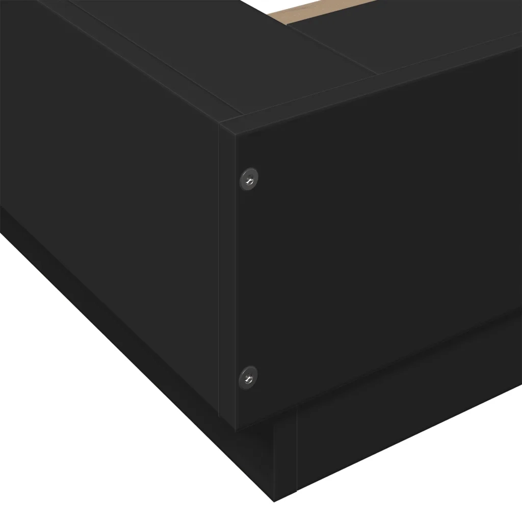 Giroletto con Luci LED Nero 90x200 cm in Legno Multistrato 3281120