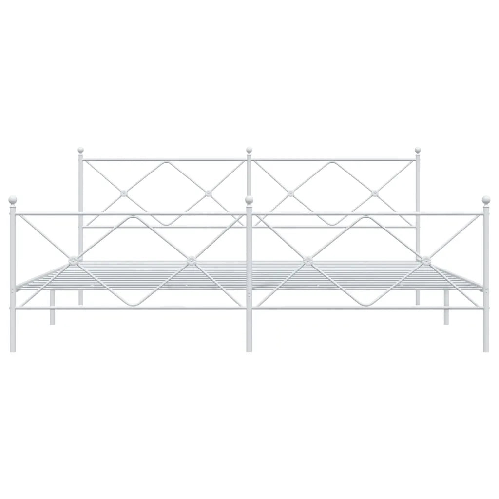 Giroletto con Testiera e Pediera Metallo Bianco 200x200 cm 376576