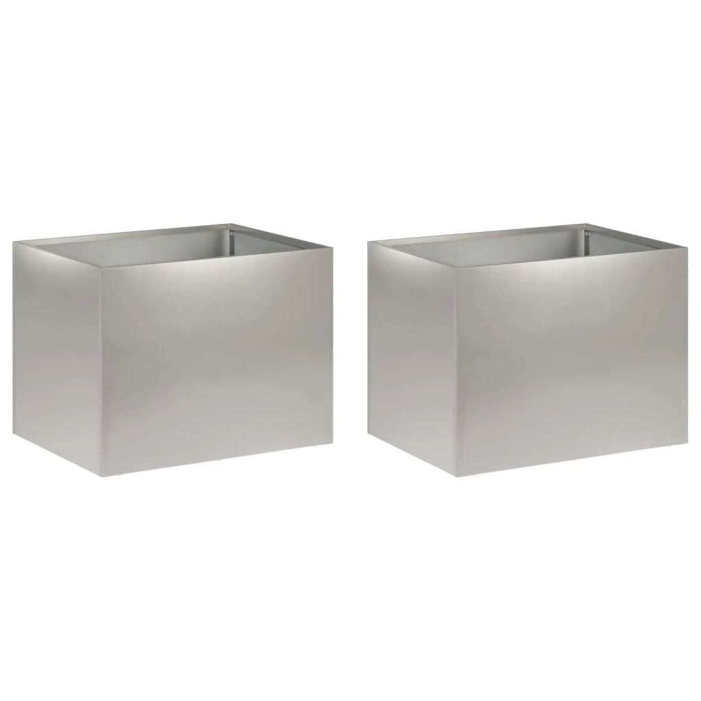 Vaso da giardino 2 pz Argento 40 x 30 x 30 cm Acciaio Inox 8005199
