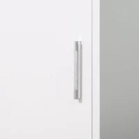 kleankin Mobile Colonna Bagno in Legno a 5 Ripiani con Anta a Specchio Apribile, 32x28x162 cm, Bianco
