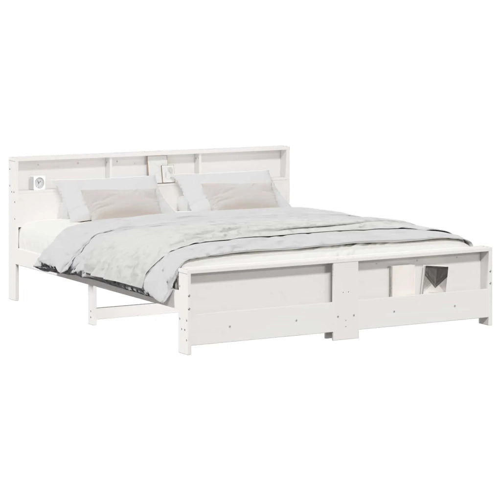 Struttura del letto-Giroletto-Rete del Letto Bianco 180 x 200 cm Legno di pino massiccio