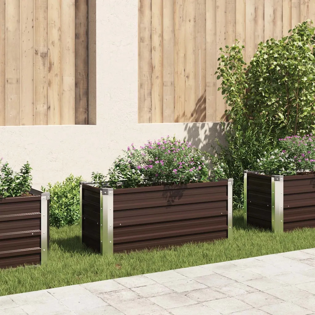 Letto Rialzato Giardino Marrone 100x40x45 cm in Acciaio Zincato 45720