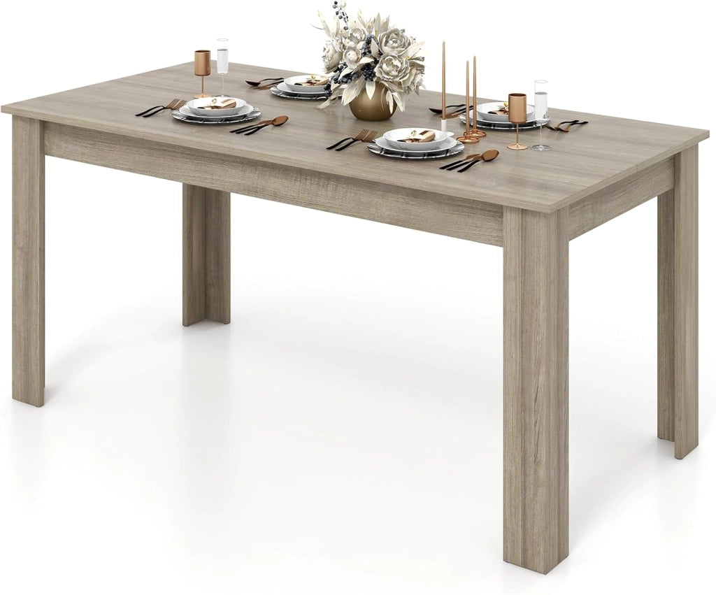 Tavolo da Pranzo 160 x 80 x 76 cm, Rettangolare con Piano Grande e Gambe Robuste per Massimo 8 Persone (Nero)