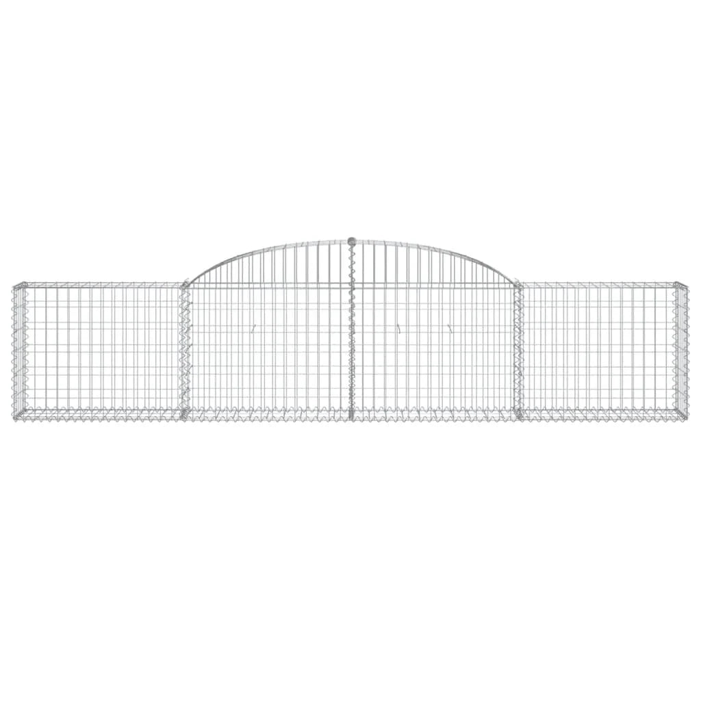 Cestini gabbioni recinzione a gabbia muro di contenimento ad arco 3 pezzi 300 x 30 x 60/80 cm ferro zincato argento 02_0040768