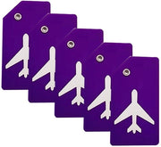 Set di 5 etichette di valigia in silicone con tessera di identificazione, etichette di valigia in silicone con cavi in acciaio inossidabile, etichette per borse, colore blu