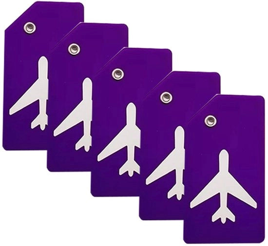 Set di 5 etichette di valigia in silicone con tessera di identificazione, etichette di valigia in silicone con cavi in acciaio inossidabile, etichette per borse, colore blu