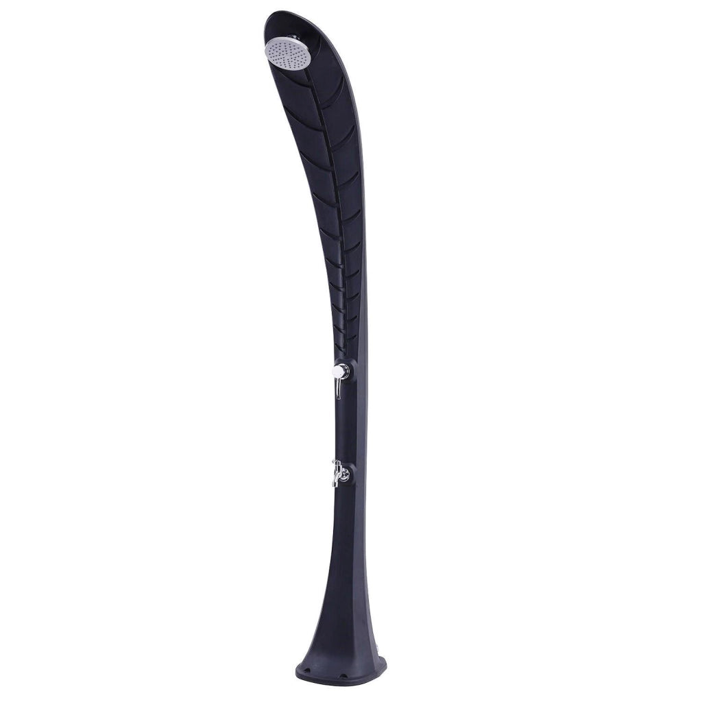 Doccia Per Esterno Nera in Polietilene HD con Design Foglia Di Palma Serbatoio 35 Litri Soffione Anticalcare e Miscelatore Monocomando STARMATRIX LEAFAGESS0930BLACK