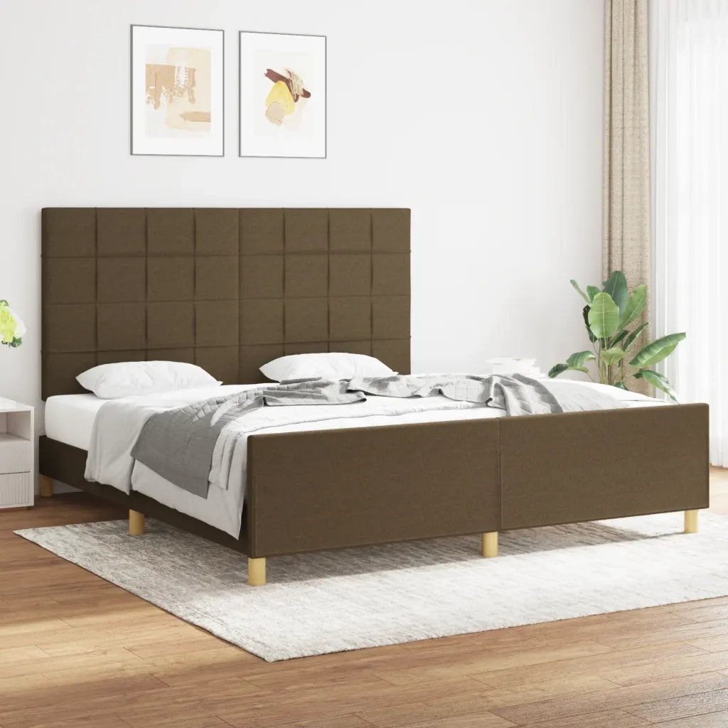 Giroletto senza Materasso-Struttura Letto Marrone Scuro 180x200 cm Tessuto 816473