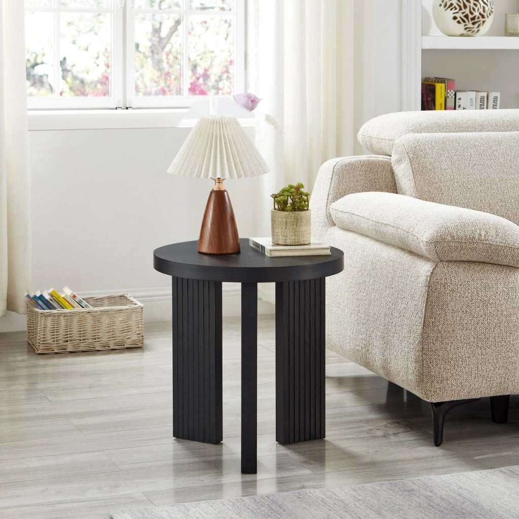 Set di 2 tavolini da caffè in MDF nero con gambe a scanalature verticali