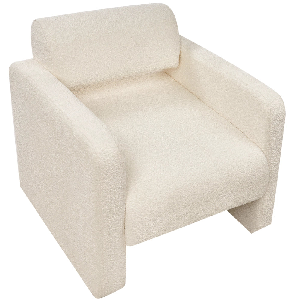 Poltrona Bianco Sporco Boucle Seduta Armelss Stile Retrò