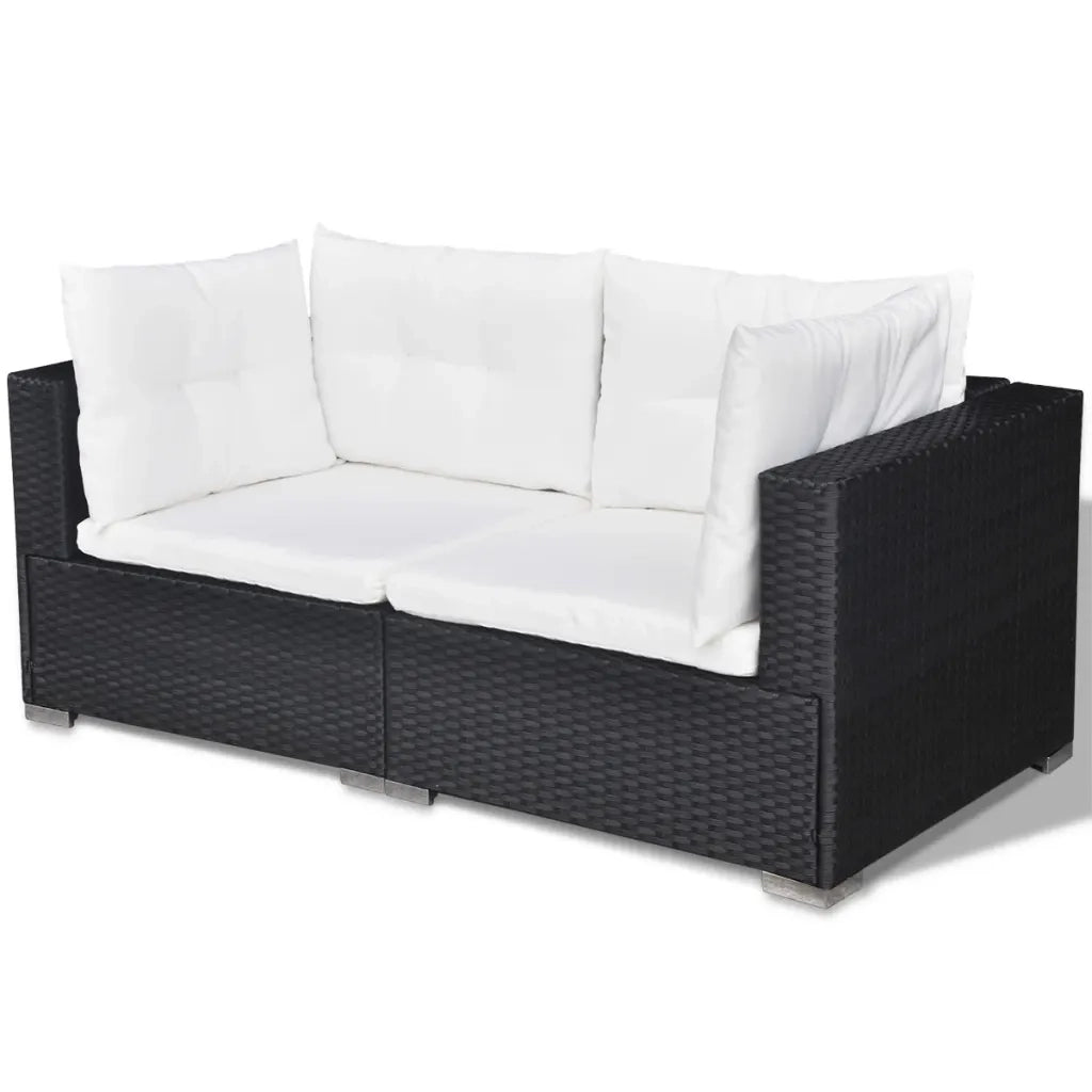Set Divani da Giardino 5 pz con Cuscini in Polyrattan Nero 41872
