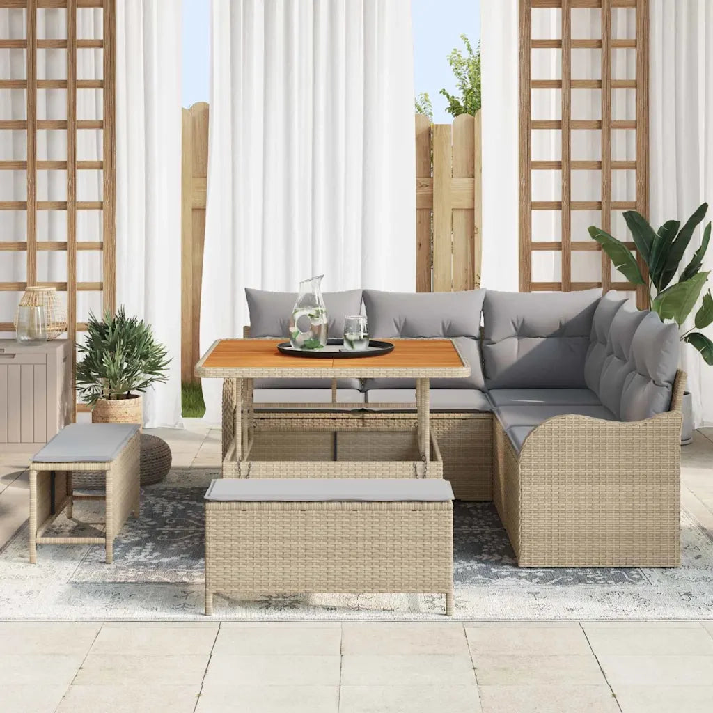 Set Divano da Giardino con cuscino 8 pcs Beige e Grigio Chiaro 3364207