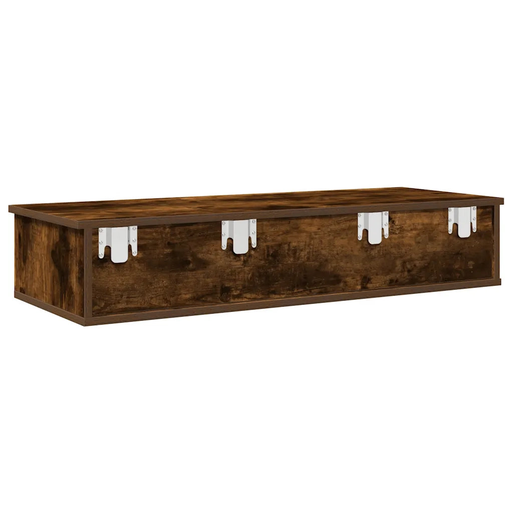 Scaffale a Parete con Cassetti Fumo 100x37,5x19cm in Truciolato 859963