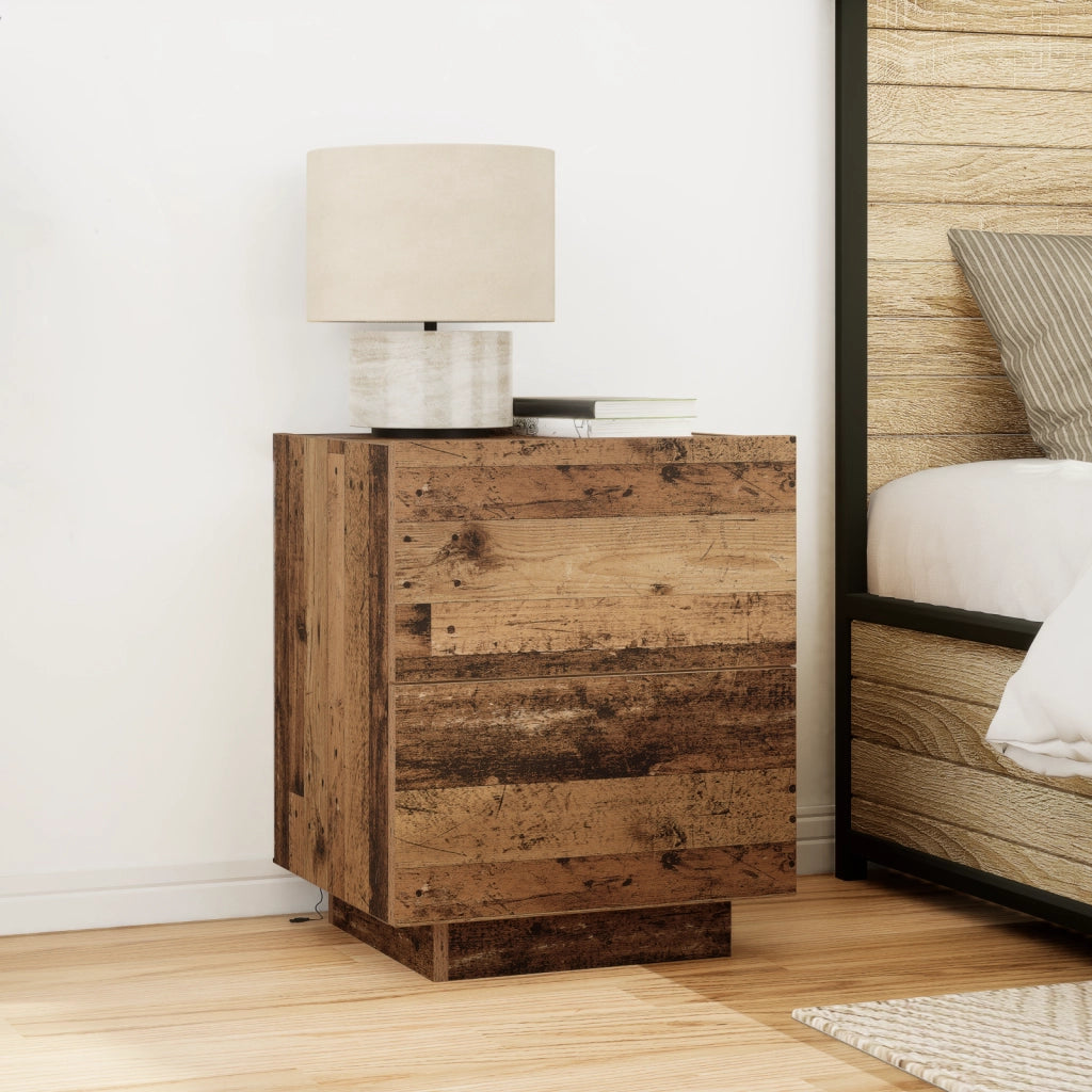 Comodino  con luci LED Legno Vecchio 45x40x55 cm