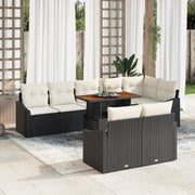 Set Divano da Giardino da 9 Pezzi con Cuscini Nero Polyrattan