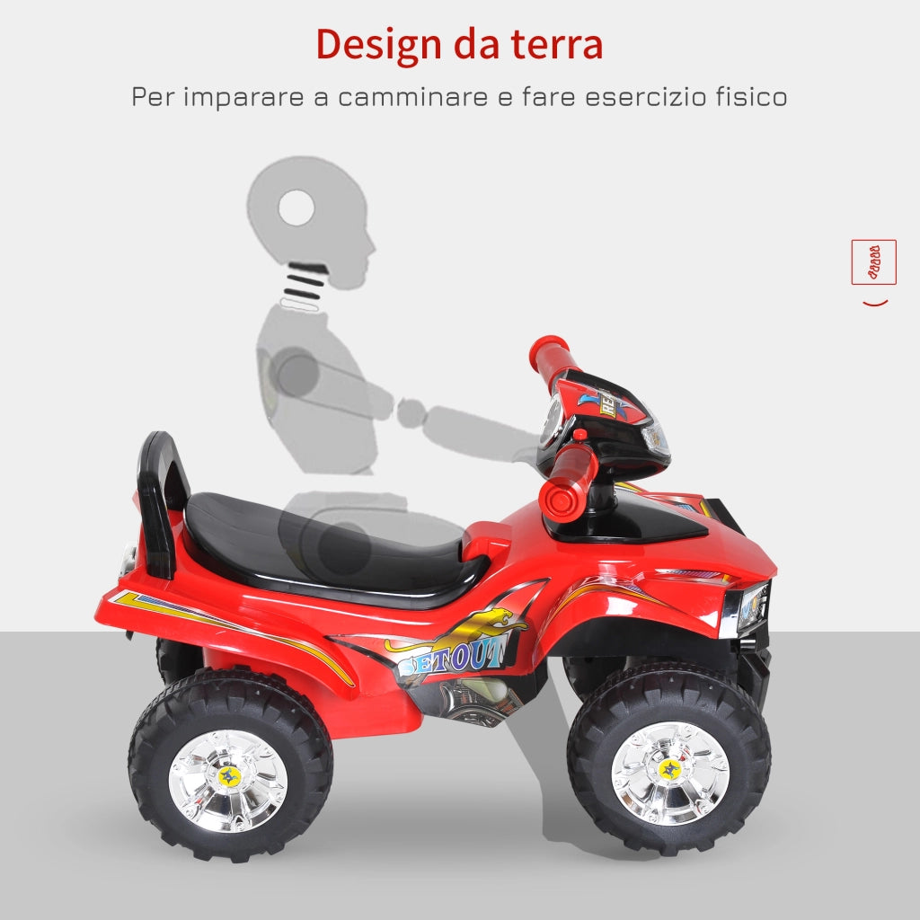 EasyComfort Quad Giocattolo per Bambini con Clacson, Musica e Luci, 60x38x42 cm, in PP Rosso