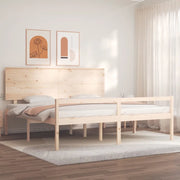 Letto per Anziani con Testiera-Struttura Letto per Anziani 200x200 cm in Legno Massello 588610