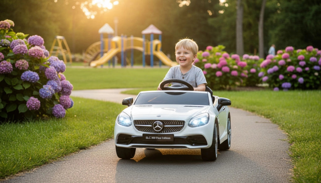 Macchina Elettrica per Bambini Licenza Ufficiale Mercedes SLC 300 "Final Edition" 10,8V 3,1Ah Bianco