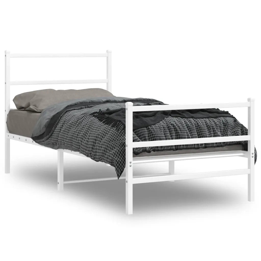 Giroletto con Testiera e Pediera Metallo Bianco 90x190 cmcod mxl 134523