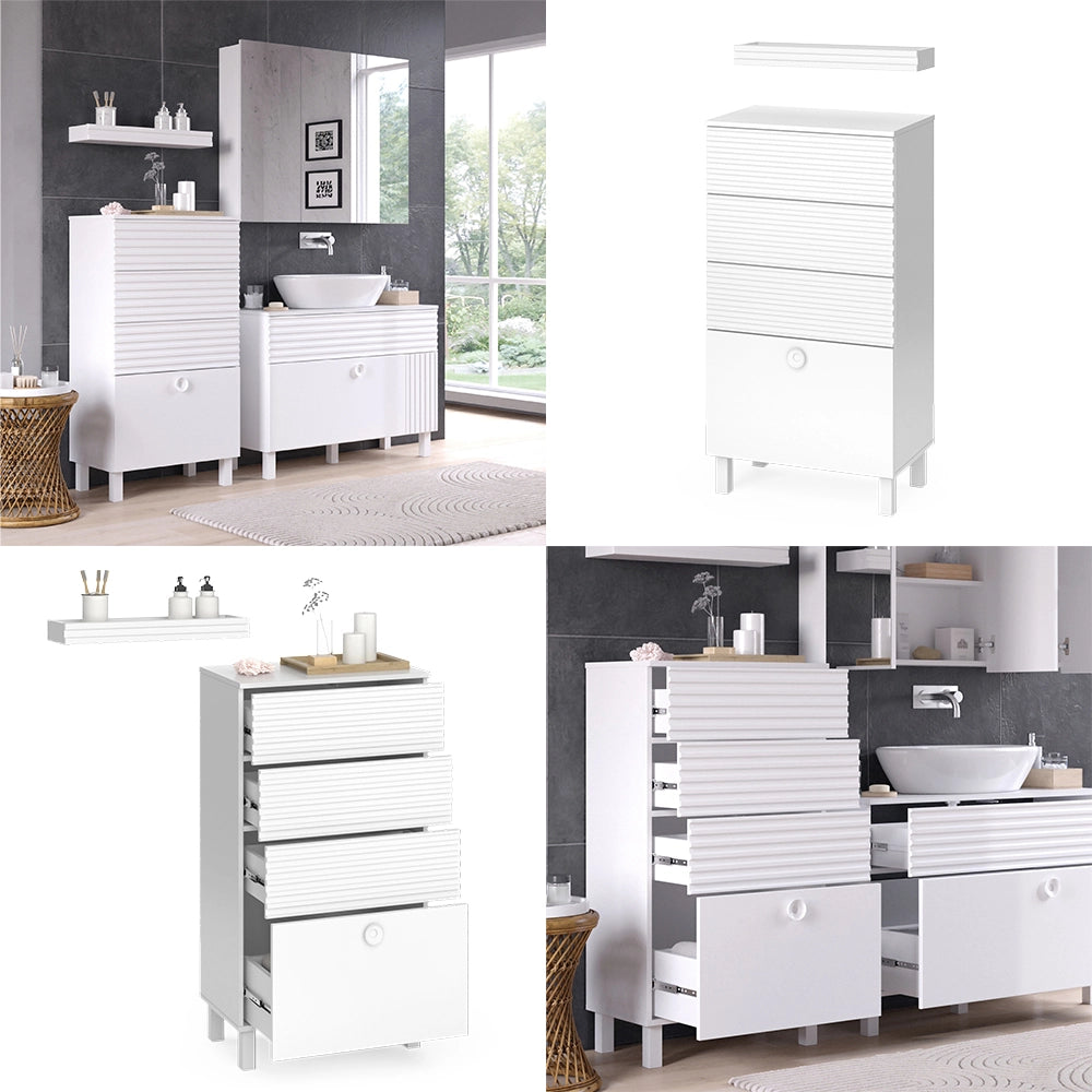 Vicco Mobiletto bagno Bianco 60.2 x 113 cm con 4 cassetti