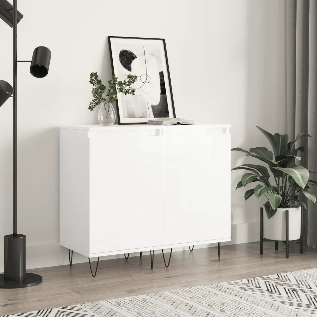 Credenze 2 pz | Madia | Buffet da pranzo | Armadio da pranzo Bianco Lucido 40x35x70 cm in Legno Multistrato