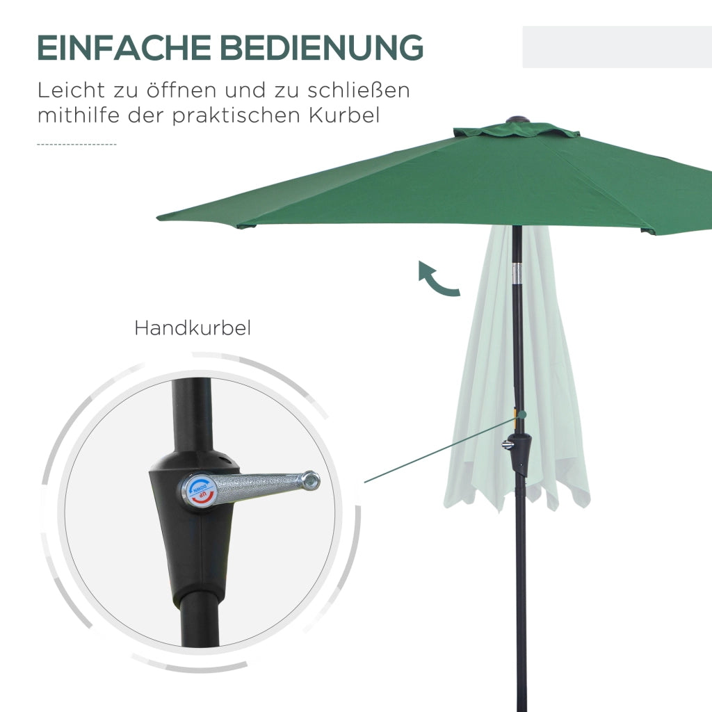 Ombrellone da giardino con manovella ¨C zephmum ¨C alluminio, poliestere, verde scuro, ?2.6x2.35m