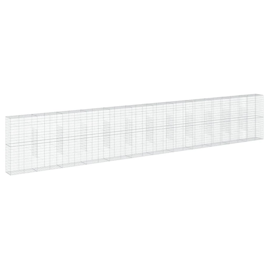 Gabbione recinto a gabbia muro di contenimento con coperchio 1200 x 50 x 200 cm ferro zincato argento 02_0040136